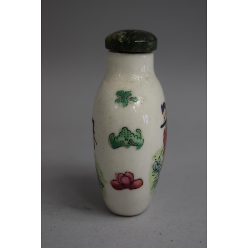 224 - A Chinese Snuff Bottle of Rectangular Form with Rounded Shoulders Tapering to Base decorated with Ha... 