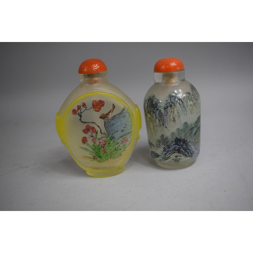 227 - A Large Chinese Crystal and Yellow Overlay Oval Snuff Bottle set on Raised Foot decorated with Rever... 