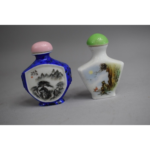 229 - A Chinese Snuff Bottle of Polygon Form, Tapering to Splayed Foot with Hand Coloured Enamels depictin... 