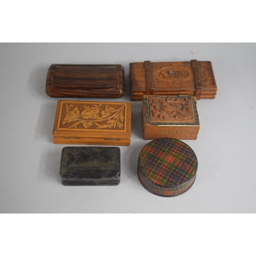 241 - A Collection of Six Various Treen and Other Snuff Boxes.