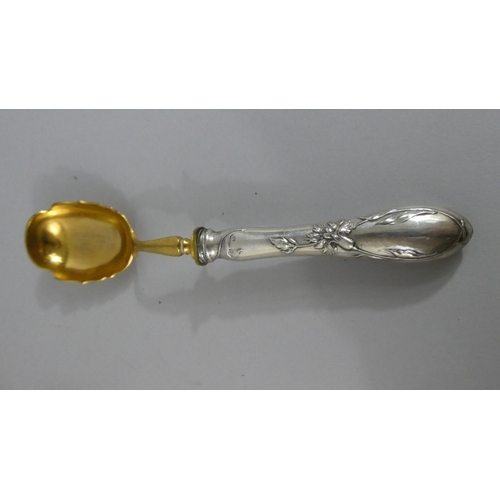 246 - A Continental Silver Handled Spoon and Fork Set with Brass Bowls and Floral Decoration to Handles