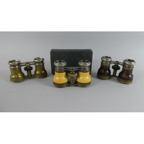 249 - A Collection of Three Pairs of Opera Glasses, One with Original Leather Case