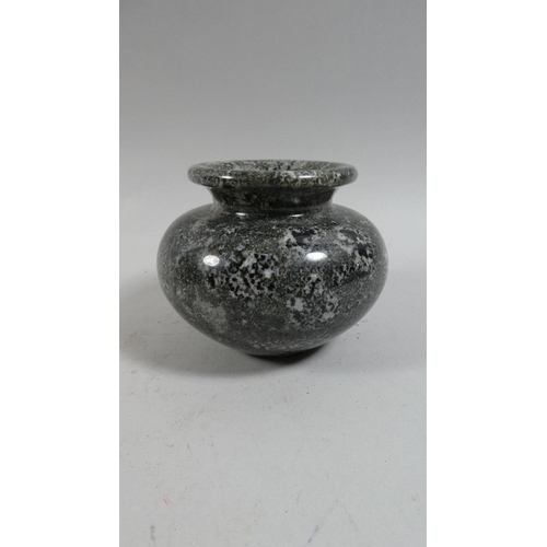 255 - A Pair of Variegated Green Marble Urns. 11cms Diameter