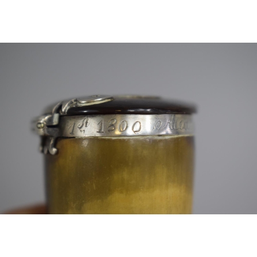 266 - A Scottish Silver Mounted Horn Snuff, The Hinged Lid Monogrammed AS and a Silver Band Engraved Alex ... 