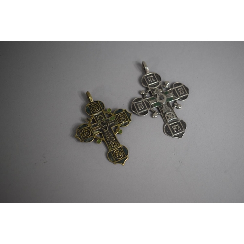 297 - Two Silver Crucifix Pendants, The Largest 7.5cms Long