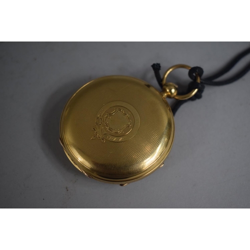 302 - An 18 Carat Gold Open Face Pocket watch with Roman Numerals to Enamel Face and Subsidiary Seconds Di... 