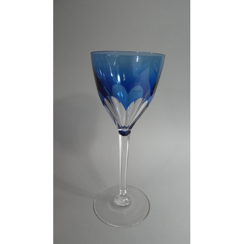 312 - Six Overlaid Coloured Glass Wine/Hock Glasses, Two Signed VSL to Foot for Val St Lambert