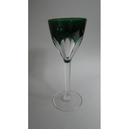 312 - Six Overlaid Coloured Glass Wine/Hock Glasses, Two Signed VSL to Foot for Val St Lambert