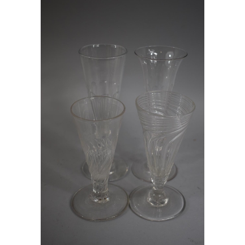 320 - A Collection of Four 19th Century Drinking Glasses to include Two Fluted Bowls Set on Collared Stems... 