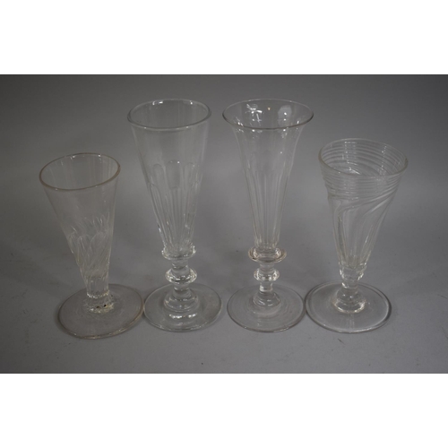 320 - A Collection of Four 19th Century Drinking Glasses to include Two Fluted Bowls Set on Collared Stems... 