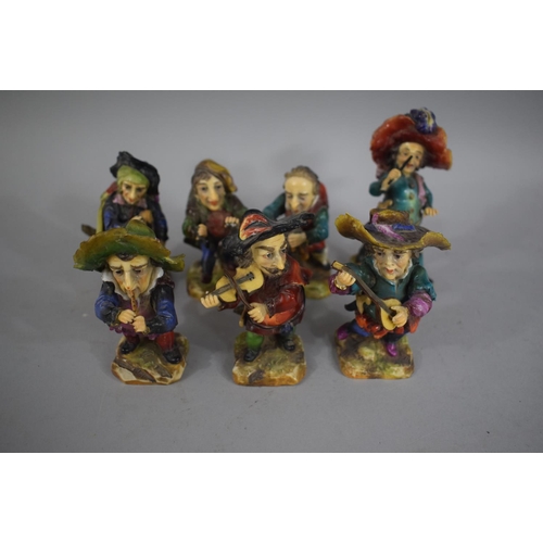 357 - A Collection of Seven Royal Crown Derby Mansion Style House Dwarfs, Six Musicians and Conductor, Cro... 