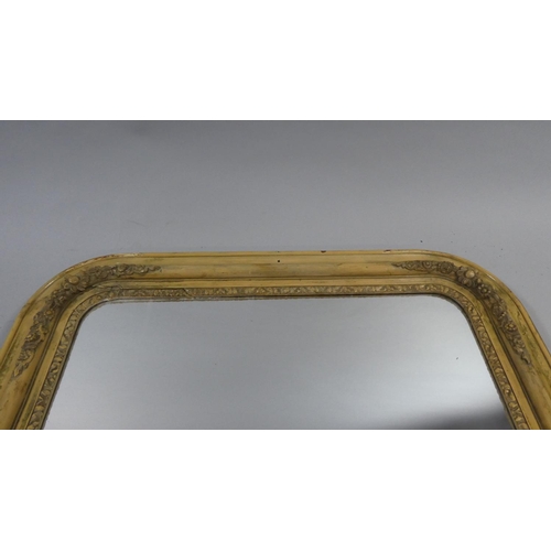 393 - A Late 19th Century French Wall Mirror with Moulded Plaster Painted Frame. 88x68cms