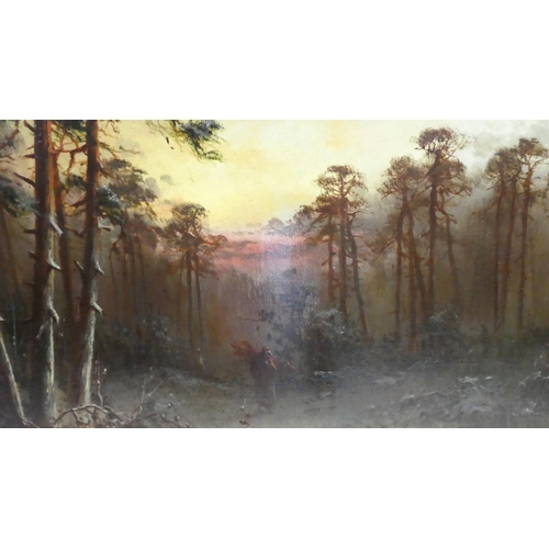 410 - An Early 20th Century Oil on Canvas 'Homeward Bound' Depicting Figure Carrying Firewood Walking Thro... 