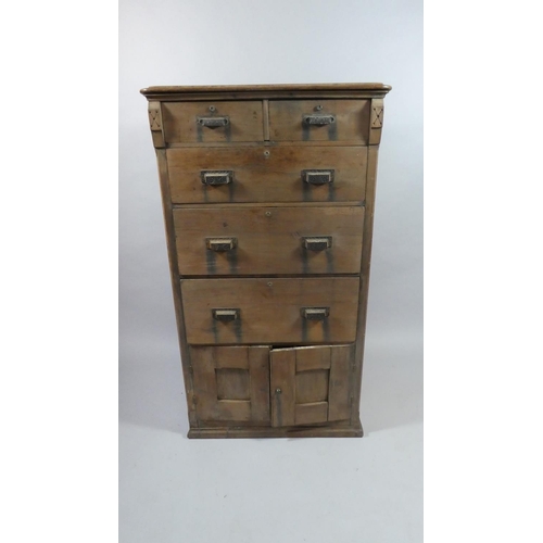 413 - An Early 20th Century Industrial Wooden Chest of Drawers with Two Short Drawers over Three Long and ... 