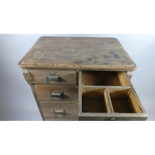 413 - An Early 20th Century Industrial Wooden Chest of Drawers with Two Short Drawers over Three Long and ... 