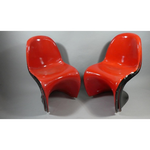 415 - A Set of Four 20th Century Moulded Plastic S Shaped Chairs after a Design by Danish Designer Verner ... 