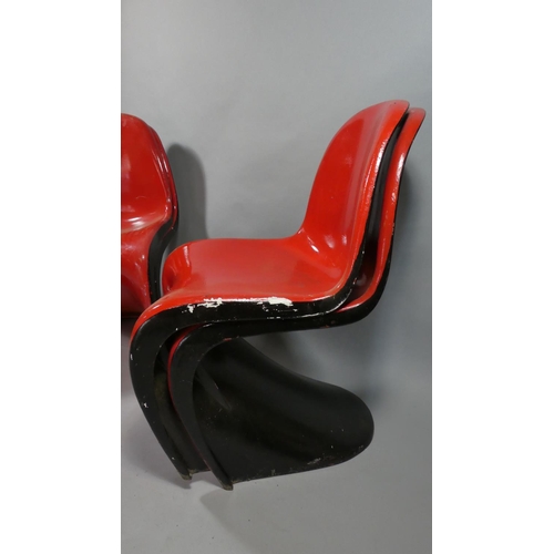 415 - A Set of Four 20th Century Moulded Plastic S Shaped Chairs after a Design by Danish Designer Verner ... 