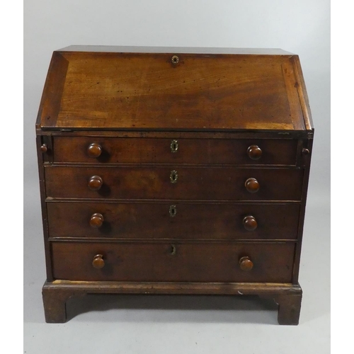 435 - A Georgian Mahogany Fall Front Bureau with Fitted Interior, Four Long Drawers and Bracket Feet. 99.5... 