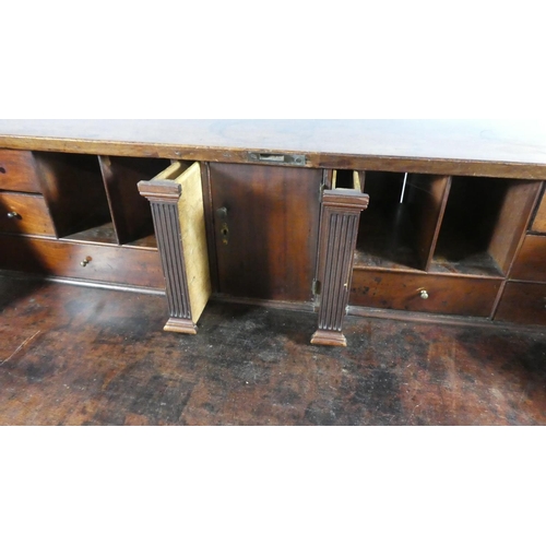 435 - A Georgian Mahogany Fall Front Bureau with Fitted Interior, Four Long Drawers and Bracket Feet. 99.5... 