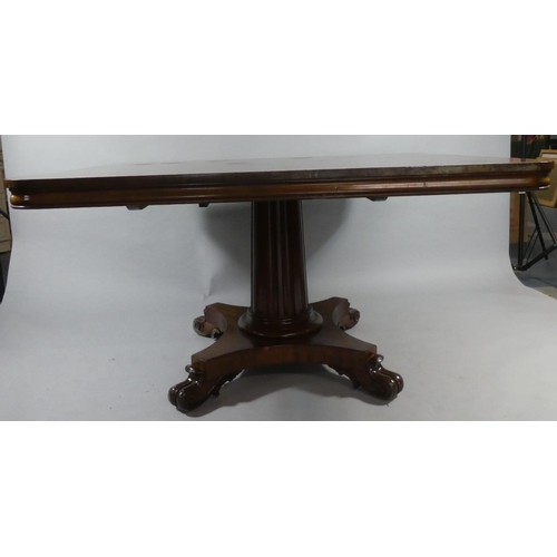 436 - A Victorian Rectangular Snap Top Mahogany Breakfast Table on Reeded Column Support with Quadrant Bas... 