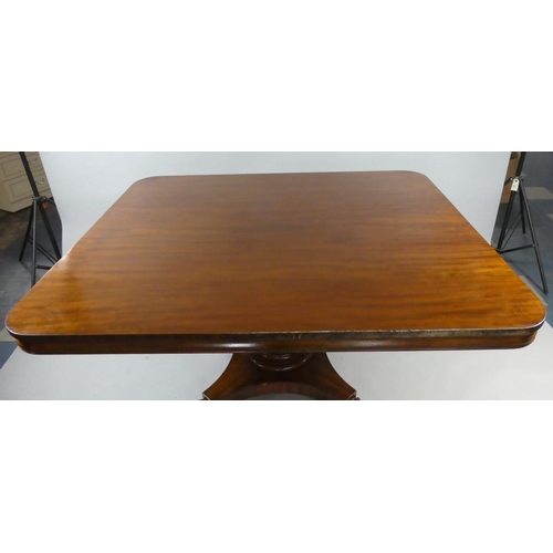 436 - A Victorian Rectangular Snap Top Mahogany Breakfast Table on Reeded Column Support with Quadrant Bas... 