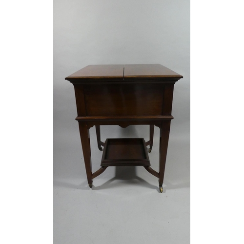 441 - An Edwardian Mahogany Surprise Table with Rise and Fall Mechanism to Fitted Interior with Three Deca... 