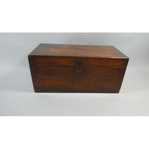 68 - A 19th Century Camphor Wood Military Chest with Brass Banded Corners. 84x40x38cms