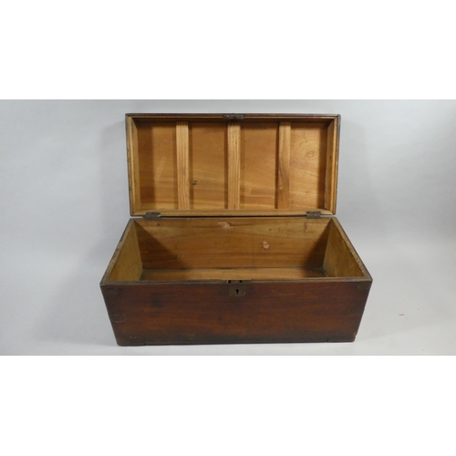 68 - A 19th Century Camphor Wood Military Chest with Brass Banded Corners. 84x40x38cms