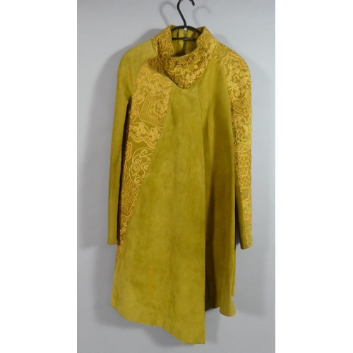 74 - A Vintage Christian Lacroix Mustard Suede Dress, Purportedly a Limited Edition, with Embroidered Dec... 