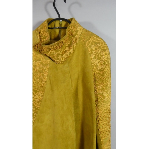 74 - A Vintage Christian Lacroix Mustard Suede Dress, Purportedly a Limited Edition, with Embroidered Dec... 