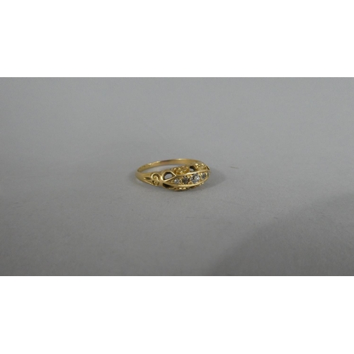 291 - A Vintage 18ct Ladies Dress Ring set with Five Diamonds, 3.1gms