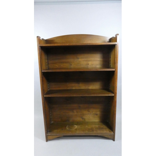 94 - An Edwardian Oak Four Shelf Open Bookcase with Galleried Top, 92cms Wide