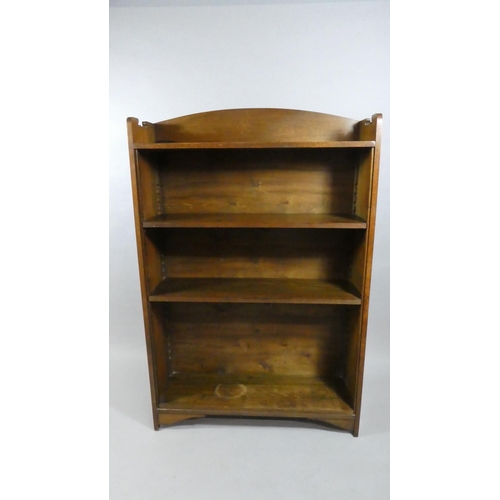 94 - An Edwardian Oak Four Shelf Open Bookcase with Galleried Top, 92cms Wide