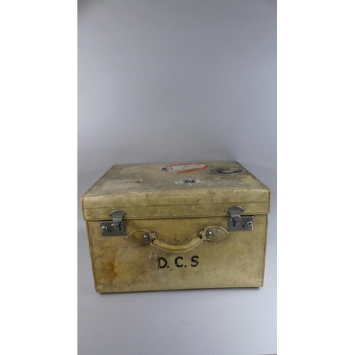 124 - A Velum Fitted Travel Case with Retailers Label for JE Beale, Bournmouth. Having Cunard White Star a... 