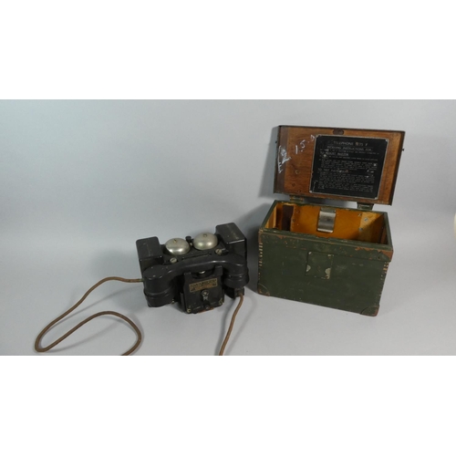 238 - A Vintage Military Type F Field Telephone in Original Case