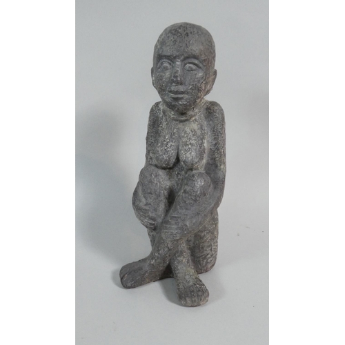 362 - An Interesting Hand  Made Terracotta Study of Seated African Woman with Crossed Legs. 29cms Tall