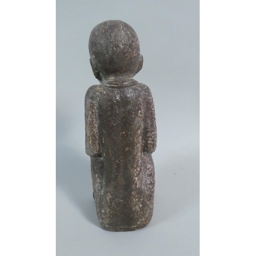 362 - An Interesting Hand  Made Terracotta Study of Seated African Woman with Crossed Legs. 29cms Tall