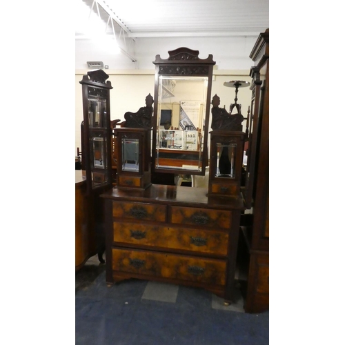 369 - A Late Victorian Walnut Two Piece Bedroom Suite, Wardrobe with Mirrored Door and Two Base Drawers an... 