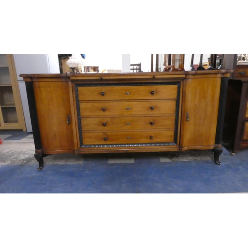 387 - A French Dining Room Sideboard with Four Centre Drawers flanked by Cupboards and Brushing Slide Over... 