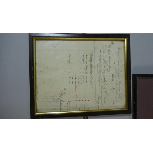 105 - A Collection of Two Railway Photographs and Framed Receipts etc