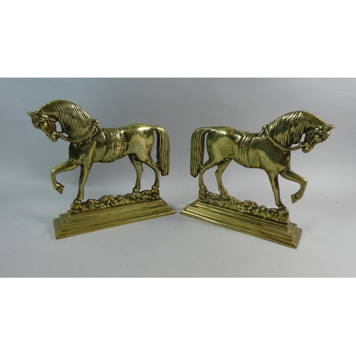 16 - A Pair of Late 19th Century Fireside or Doorstop Ornaments, in the Form of Horses, Each 23.5cms High