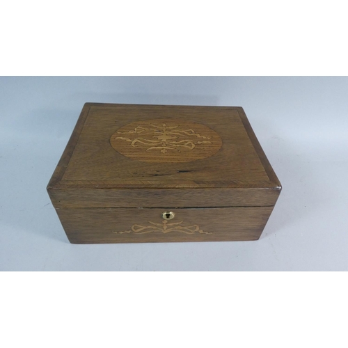 2 - An Edwardian Inlaid Workbox with Removable Tray, 29.5cms Wide