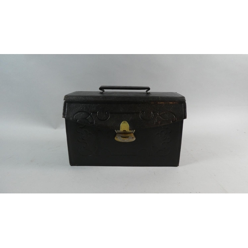 20 - A Late 19th Century Tooled Leather Belgian Travelling Case having Fitted Interior Containing Silver ... 