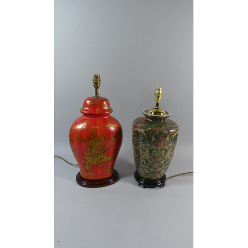 25 - Two Modern Oriental Style Ceramic Table Lamps, 48cms High