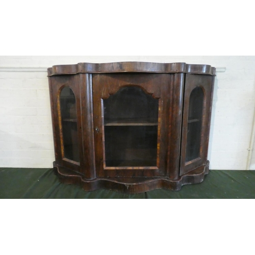 33 - A Victorian Serpentine Front Rosewood Crossbanded Credenza Base with Glazed Panels to Glazed Interio... 