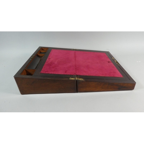 4 - A 19th Century Rosewood Writing Slope with Mother of Pear Escutcheons, 25.5cms Wide