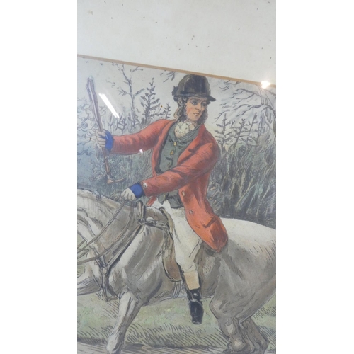 85 - A Framed Coloured John Leich Hunting Print, A Friendly Mount, 84cm Wide