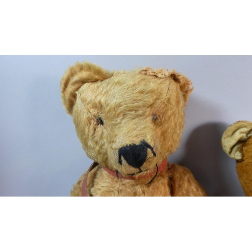 38 - Two Vintage Teddy Bears. The Larger Mohair with Button Eyes, 54cms High and a Smaller Example with G... 