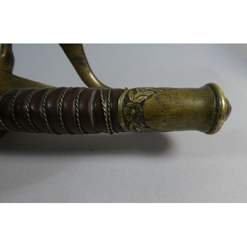 55 - A 19th  Century French Cavalry Sword with Wire Bound Grip and Brass Hilt. Shortened Blade, Steel Sca... 