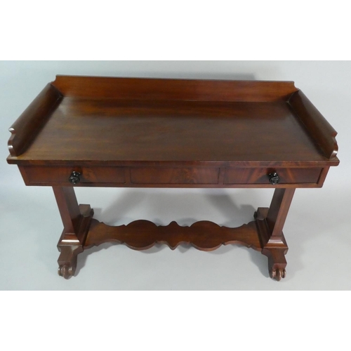 1 - A Victorian Mahogany Two Drawer Wash Stand with Raised Gallery and Pot Board Stretcher. 118cms Wide